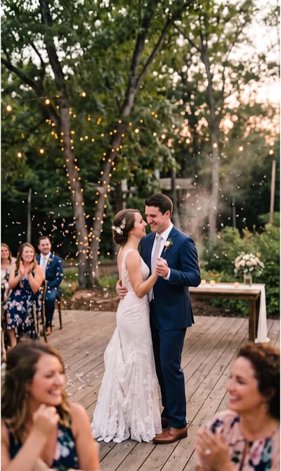 Couple sharing a moment with family at reception